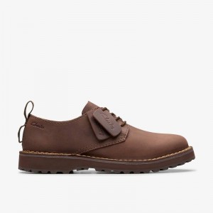 Clarks Solsbury Lace Dark Brown Leather | CLKS-84326
