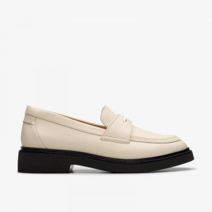 Clarks Splend Edge Cream Leather | CLKS-85375