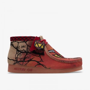 Clarks Stranger Things Wallabee Evo Mens Dark Sand Interest | CLKS-84596
