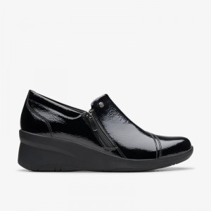Clarks Suttyn Zip Black Crinkle Patent | CLKS-84726