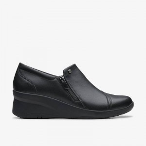 Clarks Suttyn Zip Black Leather | CLKS-84725