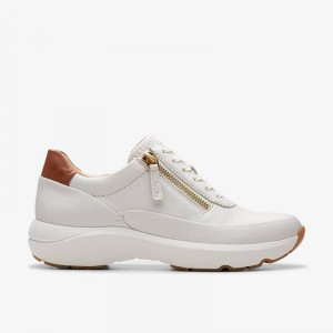 Clarks Tivoli Zip Off White Leather | CLKS-85154