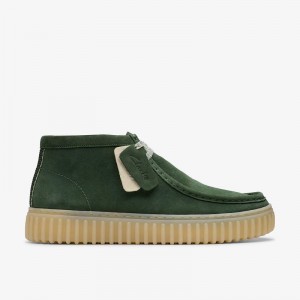 Clarks Torhill Hi Dark Green Suede | CLKS-84601
