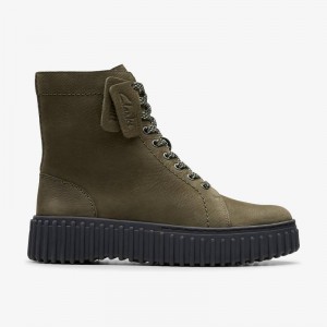 Clarks Torhill Rise Dark Green Nubuck | CLKS-85563