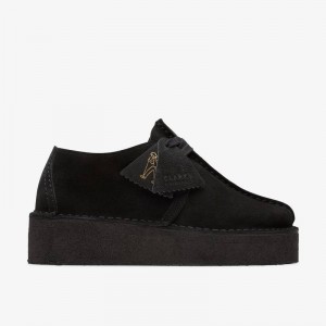 Clarks Trek Wedge Black Suede | CLKS-84679
