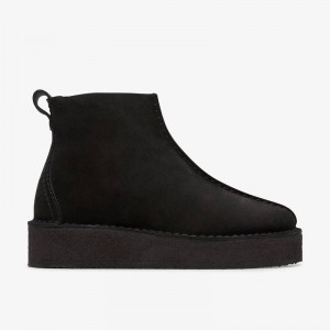 Clarks Trek Wedge Boot Black Suede | CLKS-84716