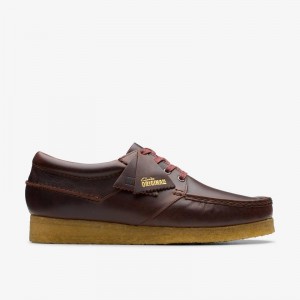 Clarks Wallabee Boat Deep Red Leather | CLKS-84501