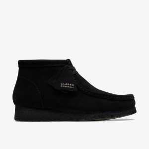 Clarks Wallabee Boot Black Suede | CLKS-84495