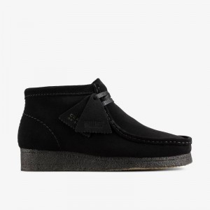 Clarks Wallabee Boot Black Suede | CLKS-85551