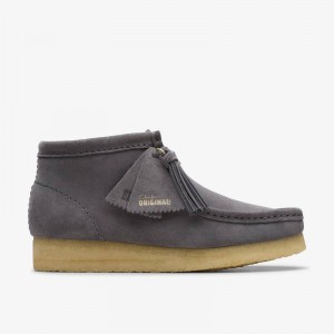 Clarks Wallabee Boot Grey/Blue Suede | CLKS-85553