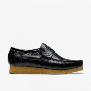Clarks Wallabee Loafer Black Crocodile | CLKS-84506