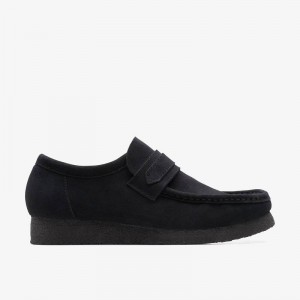Clarks Wallabee Loafer Black Suede | CLKS-84505