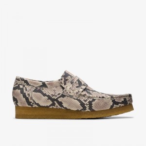 Clarks Wallabee Loafer Grey Snake Leather | CLKS-84504