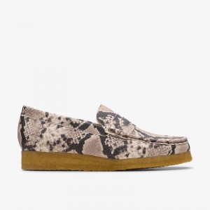 Clarks Wallabee Loafer Grey Snake Leather | CLKS-84822
