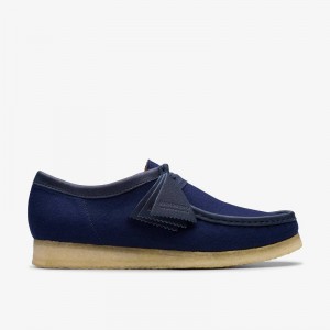 Clarks Wallabee Navy Wool | CLKS-84510