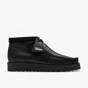 Clarks Wallabee Scout Black Leather | CLKS-84582