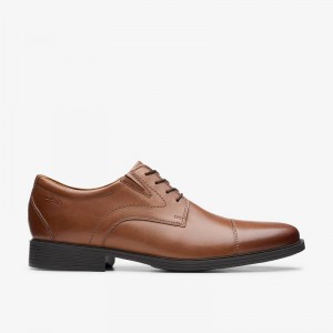 Clarks Whiddon Cap Dark Tan Leather | CLKS-84335