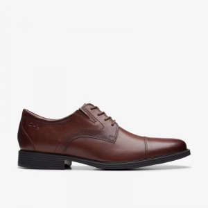 Clarks Whiddon Cap Mahogany Leather | CLKS-84336