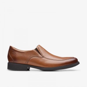 Clarks Whiddon Step Dark Tan Leather | CLKS-84410