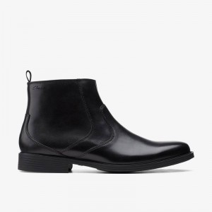 Clarks Whiddon Zip Black Leather | CLKS-84520
