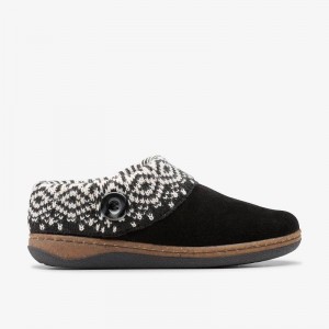 Clarks Willowdean Sweater Slippers Black | CLKS-84670