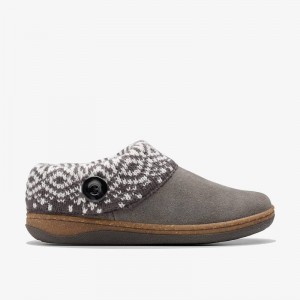 Clarks Willowdean Sweater Slippers Dark Grey | CLKS-84669