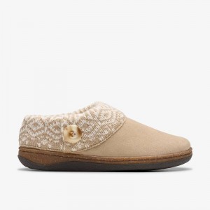 Clarks Willowdean Sweater Slippers Taupe | CLKS-84668