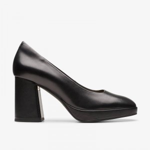 Clarks Zoya 85 Court Black Leather | CLKS-85263